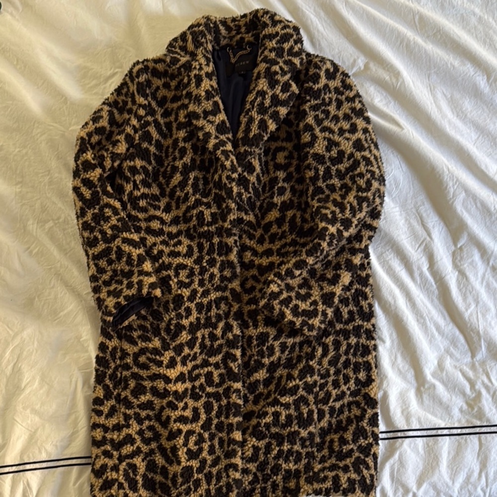 J. Crew Leopard Teddy Coat sz Sm